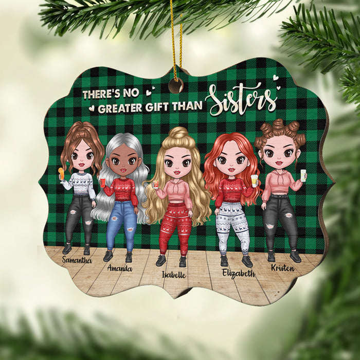 There's No Greater Gift Than Sisters - Personalized Custom Benelux Shaped Wood Christmas Ornament