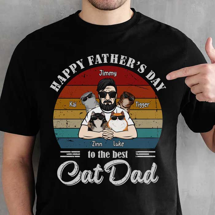 Custom Name Cat Dad Father's Day Gifts for Cat Lovers - Personalized Apparel