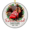 Forever Loved In Loving Memory - Personalized Custom Round Shaped Ceramic Christmas Ornament - Upload Image, Memorial Gift, Sympathy Gift, Gift For Pet Lovers, Christmas Gift