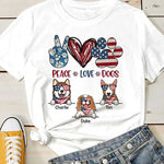 Custom Name Patriotic Peace Love Dogs Gifts - Personalized Apparel