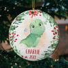 Merry Christmas To Dinosaur Kid - Personalized Custom Round Shaped Wood Christmas Ornament