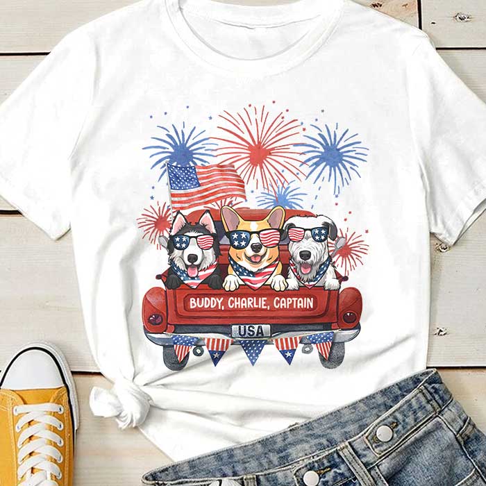 Custom Name Patriotic Dog Gifts for Dog Lovers - Personalized Apparel
