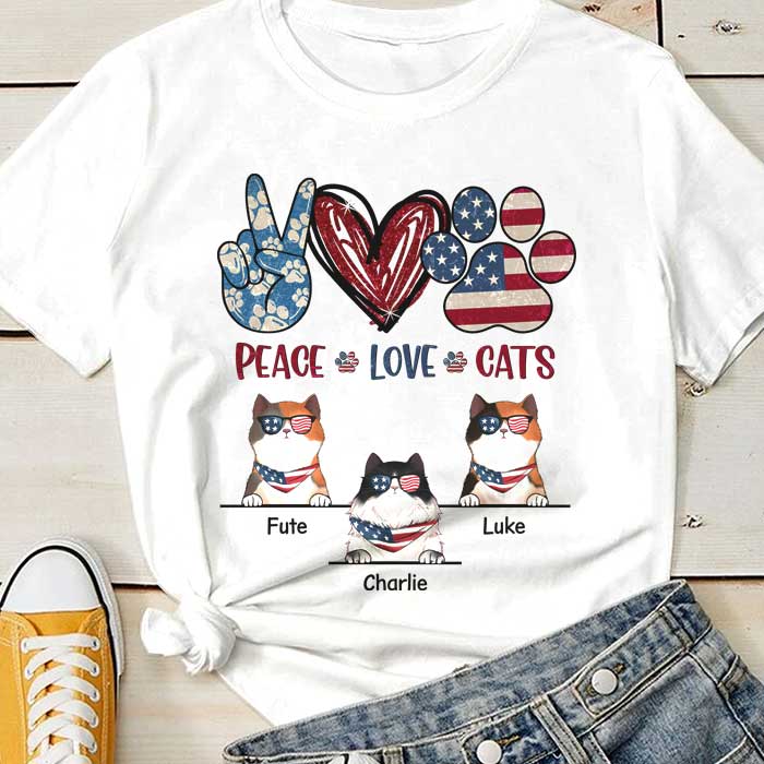 Custom Name Patriotic Cat Gifts for Cat Lovers - Personalized Apparel