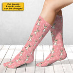 Cute White Cat Socks for Cat Lovers - Printed Socks