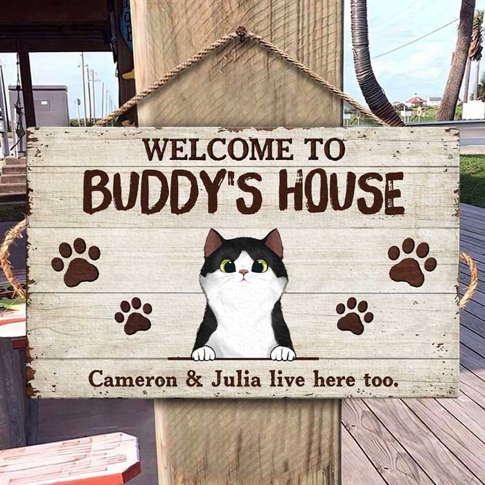 Custom Name Cat House Decor - Personalized Rectangle Sign
