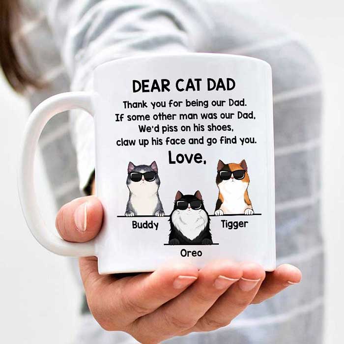 Custom Name Cat Dad Gifts - Personalized Mugs