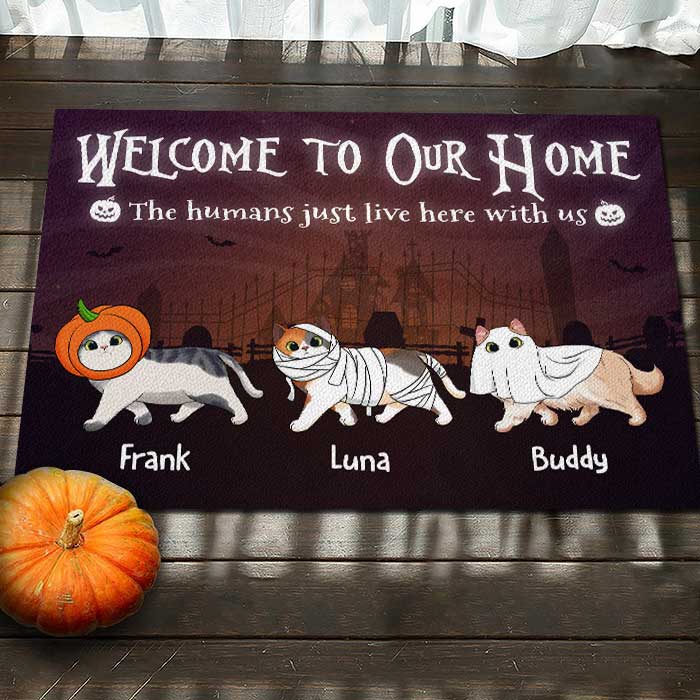 Custom Name Halloween Cat Lover Gifts - Personalized Doormat