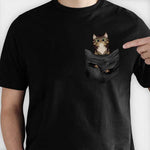 Cat Peeking Pocket Graphic Apparel for Cat Lovers