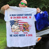 Man Cannot Survive On Beer Alone - Gift For 4th Of July - Personalized Unisex T-Shirt
