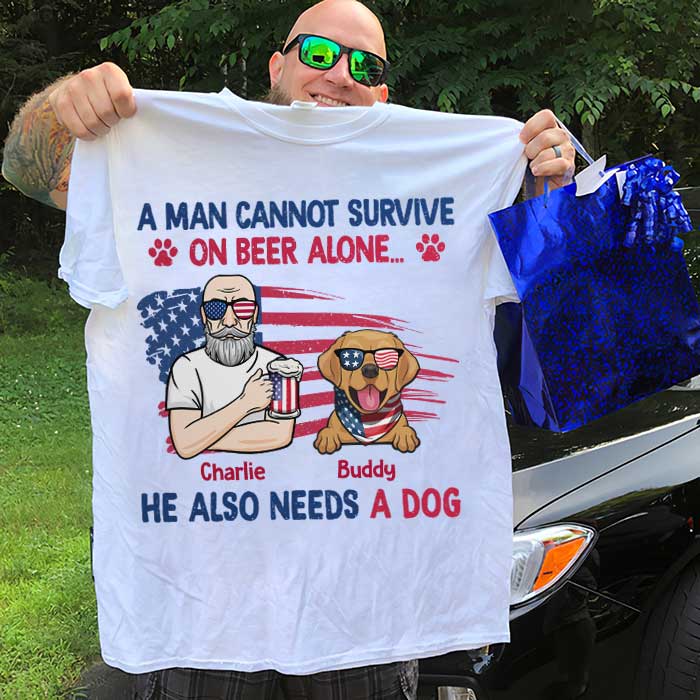 Custom Name Beer and Dog Lover Gifts for Men - Personalized Apparel