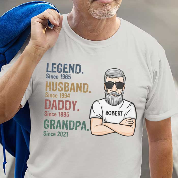 Legend Husband Daddy Grandpa - Personalized Unisex T-Shirt - Gift For Grandpa