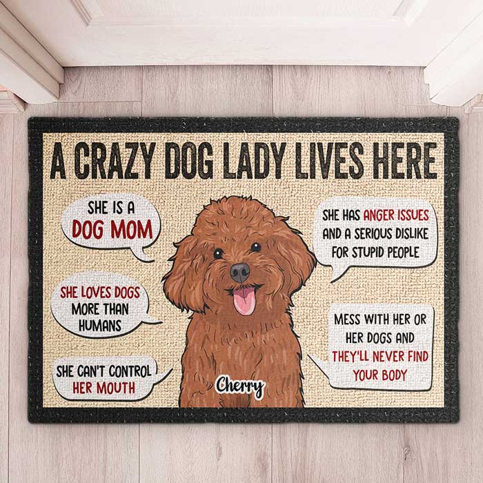 Custom Crazy Dog Lady Gifts for Dog Moms - Personalized Doormat