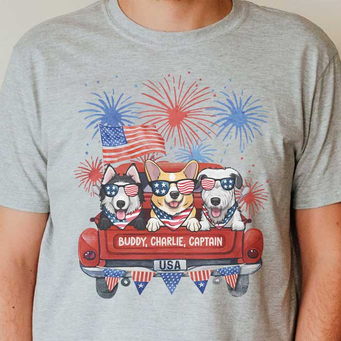 Custom Name Patriotic Dog Gifts for Dog Lovers - Personalized Apparel