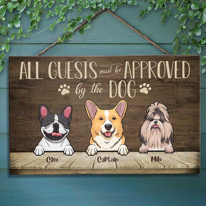 Custom Name Dog Guest Approval Gifts for Dog Lovers - Personalized Rectangle Sign