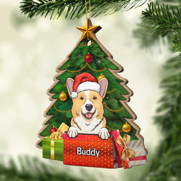 Under The Christmas Tree - Personalized Custom Pine Tree Shaped Wood Christmas Ornament