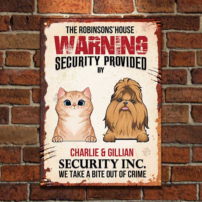 Security Inc. By Our Cats And Dogs - Personalized Metal Sign