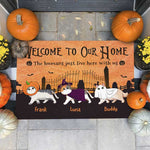 Custom Name Halloween Cat Lover Gifts - Personalized Doormat