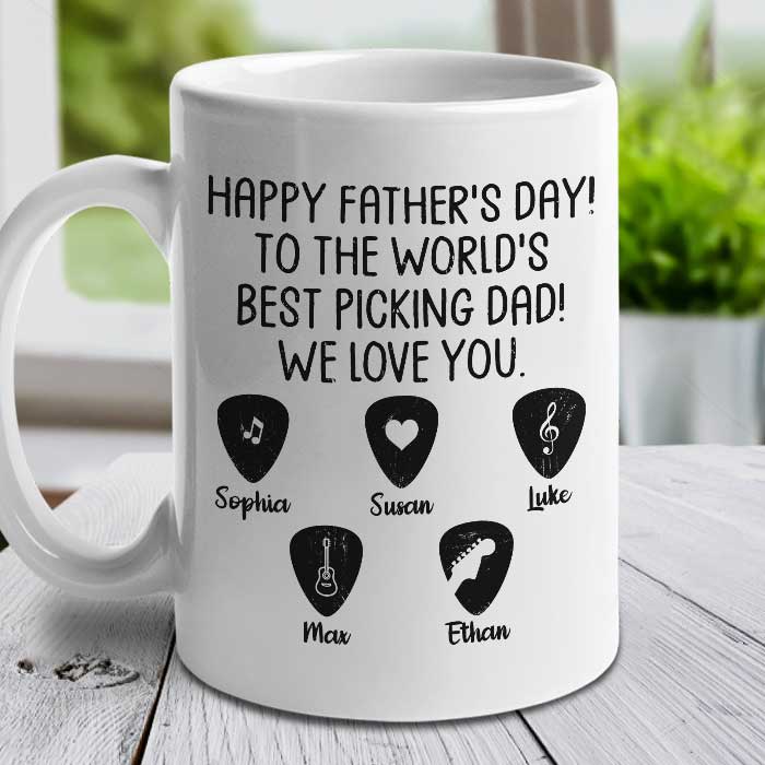 Custom Name Guitar Father's Day Gifts for Picking Dads - Personalized Mugs