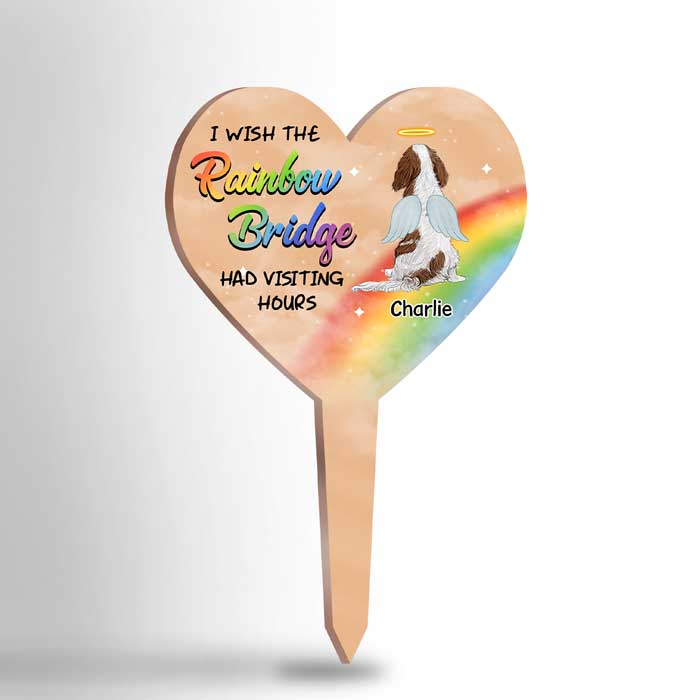 Custom Pet Name Rainbow Bridge Memorial Decor - Personalized Acrylic Stake
