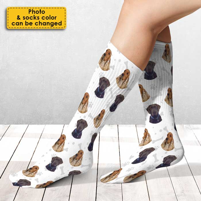 Color Upload Pet Image - Gift For Dog Lovers - Personalized Socks
