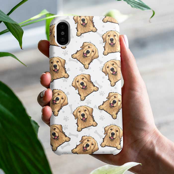 Cute Bulldog and Fluffy Dog Pattern Phone Case - Pink Dog Lover Phone Cover