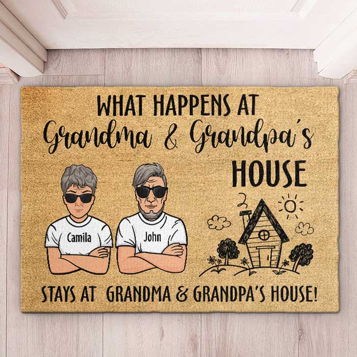 Custom Name Grandma Grandpa House Gifts for Grandkids - Personalized Doormat