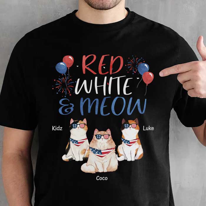 Custom Name Patriotic Cat Gifts for Cat Lovers - Personalized Apparel