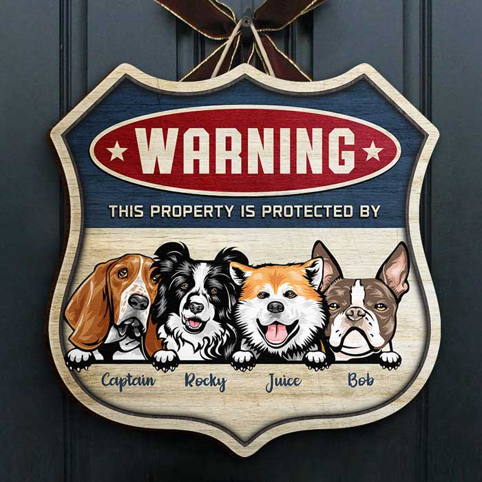 Custom Name Dog Warning Gifts for Dog Lovers - Personalized Wood Sign