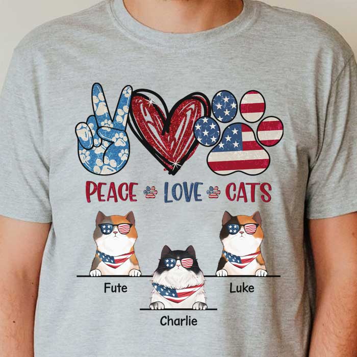 Custom Name Patriotic Cat Gifts for Cat Lovers - Personalized Apparel
