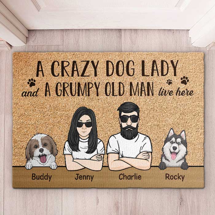 Custom Name Funny Dog Lover Couple Gifts - Personalized Doormat