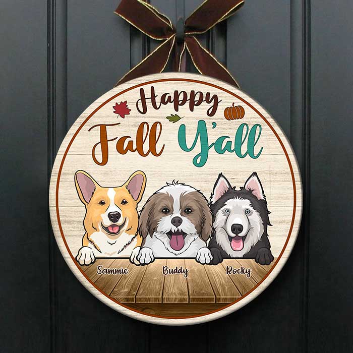Custom Pet Name Fall Dog Decor - Personalized Wood Sign