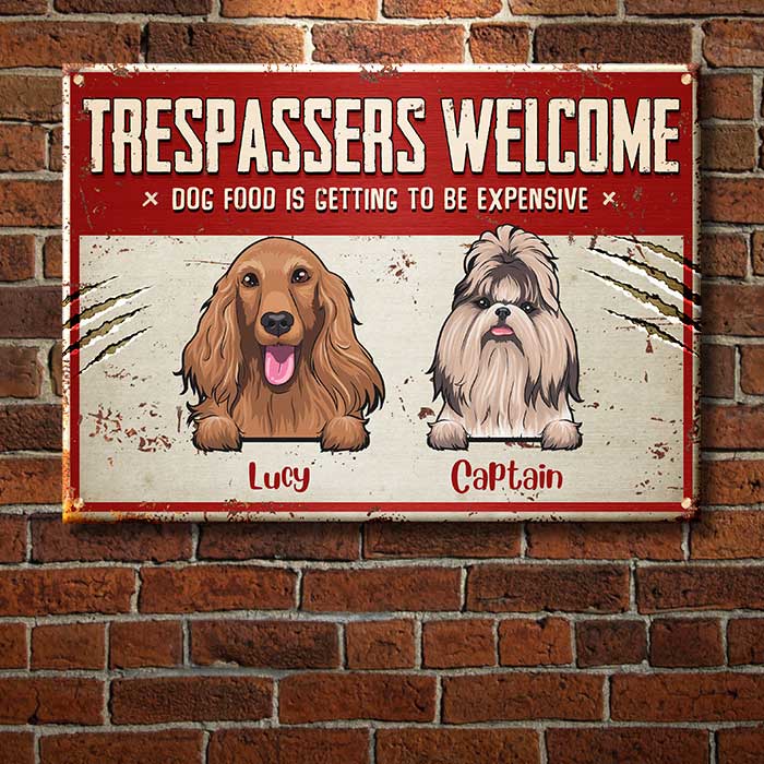 Custom Dog Name Warning Gifts for Dog Lovers - Personalized Metal Sign