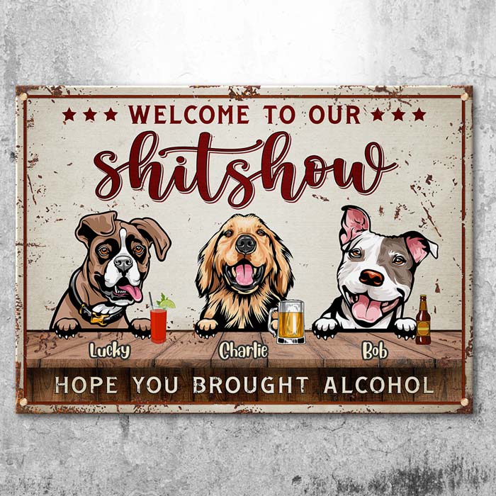 Custom Dog Name Funny Bar Sign Gifts for Dog Lovers - Personalized Metal Sign