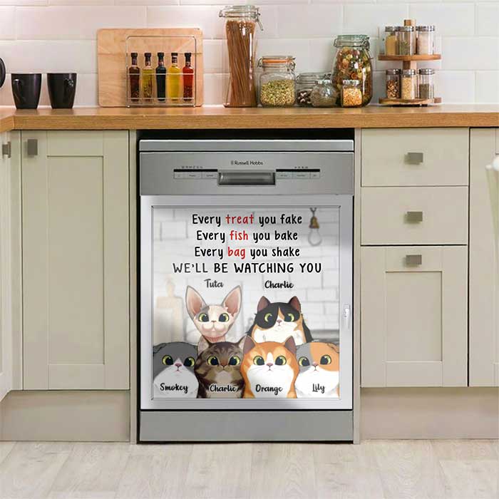 Custom Name Funny Cat Gifts for Pet Lovers - Personalized Dishwasher Cover