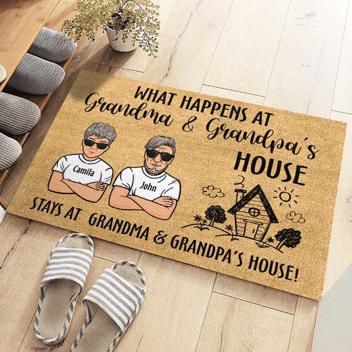 Custom Name Grandma Grandpa House Gifts for Grandkids - Personalized Doormat