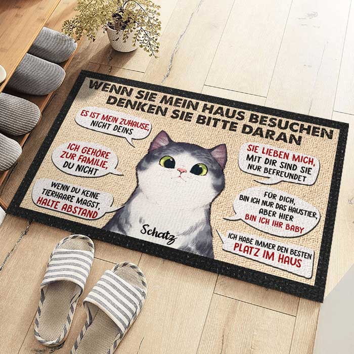 Custom Pet Name Funny Dog Warning Decor - Personalized Doormat