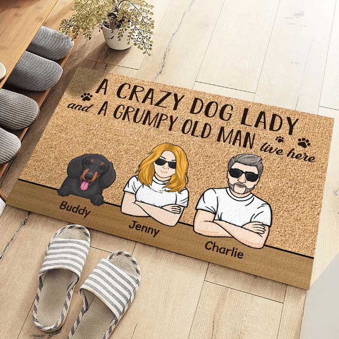 Custom Name Funny Dog Lover Couple Gifts - Personalized Doormat