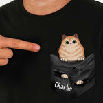 Cat Peeking Pocket Graphic Apparel for Cat Lovers