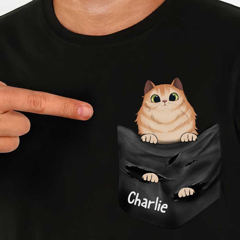 Cat Peeking Pocket Graphic Apparel for Cat Lovers
