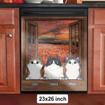 Custom Name Cat Autumn Decor - Personalized Dishwasher Cover