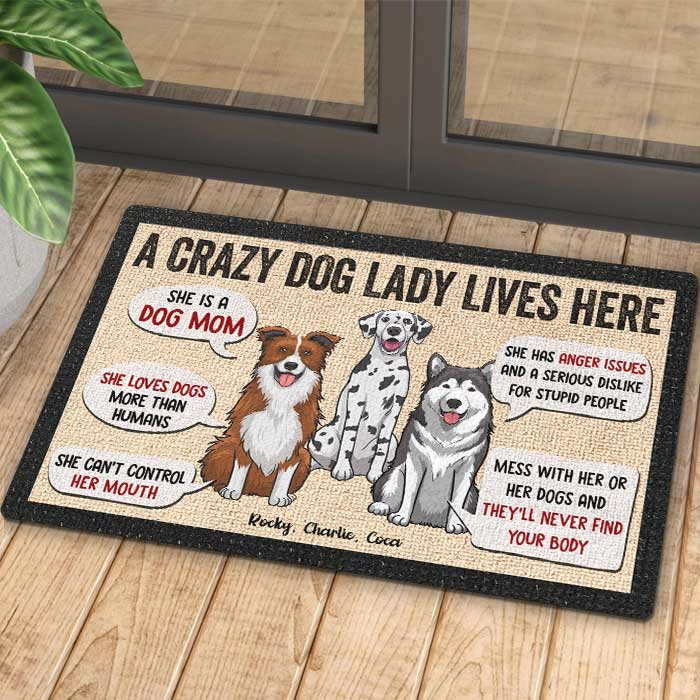 Custom Crazy Dog Lady Gifts for Dog Moms - Personalized Doormat