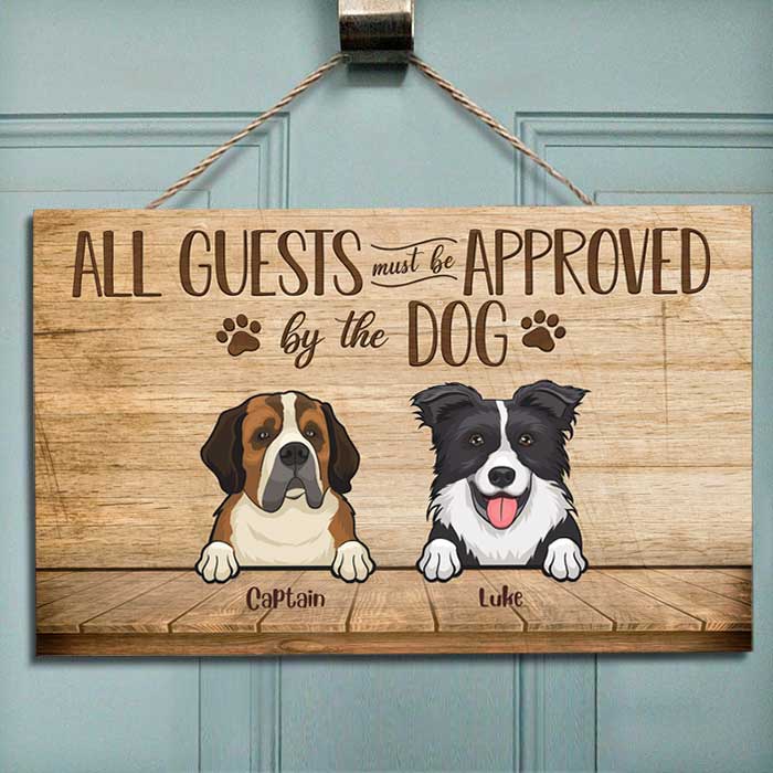 Custom Name Dog Guest Approval Gifts for Dog Lovers - Personalized Rectangle Sign