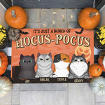Custom Name Hocus Pocus Halloween Cat Gifts for Cat Lovers - Personalized Doormat