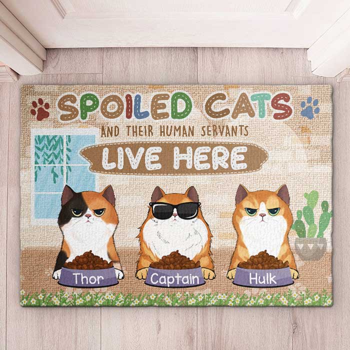 Custom Name Spoiled Cat Gifts for Cat Lovers - Personalized Doormat