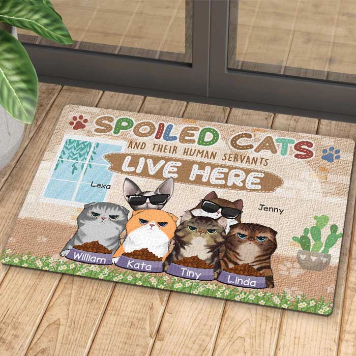 Custom Name Spoiled Cat Gifts for Cat Lovers - Personalized Doormat