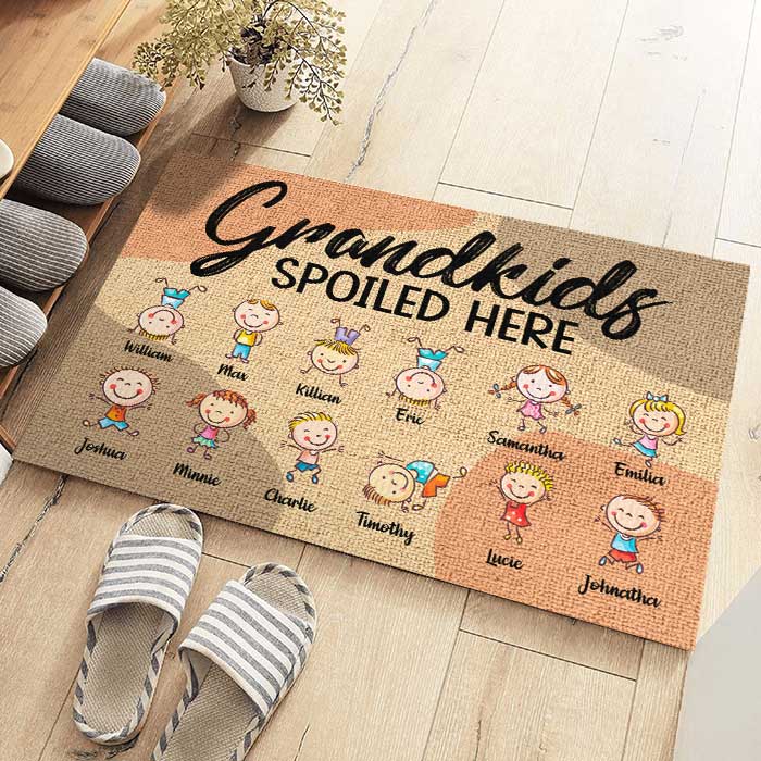 Custom Name Grandkids Gifts for Grandparents - Personalized Doormat