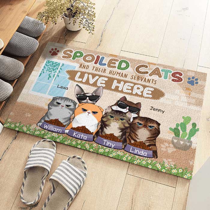 Custom Name Spoiled Cat Gifts for Cat Lovers - Personalized Doormat