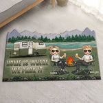 Custom Name Camping Couple Gifts - Personalized Shaped Doormat