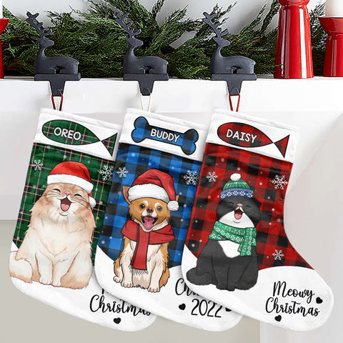 Custom Name Christmas Pet Gifts for Cat and Dog Lovers - Personalized Christmas Stocking