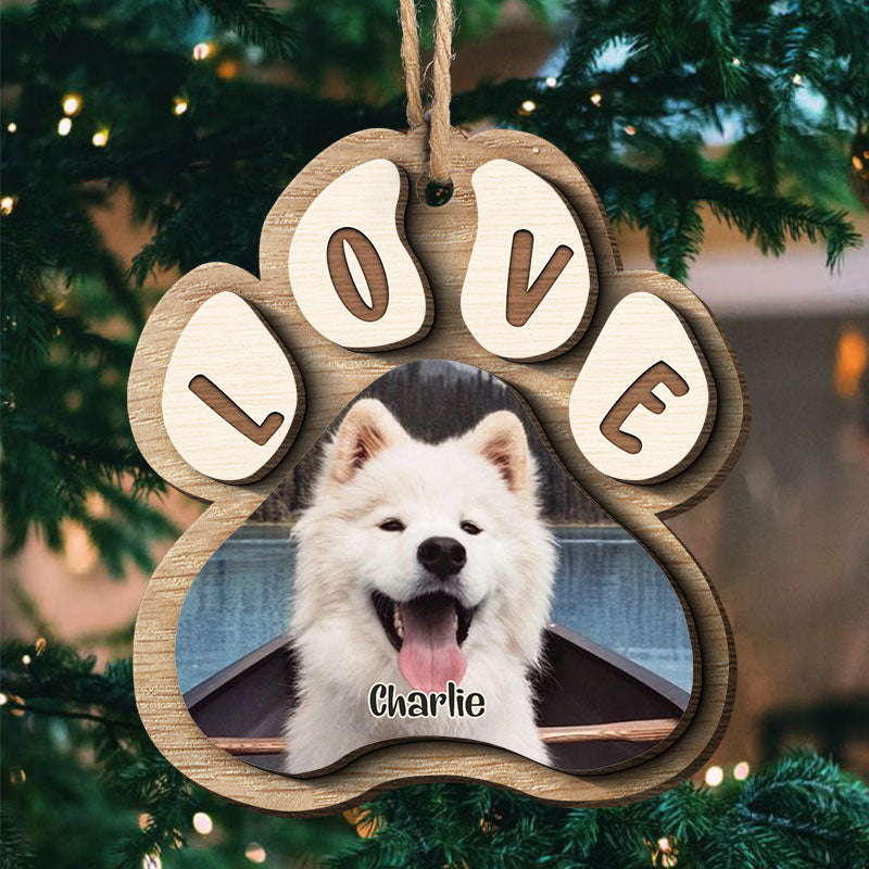 Christmas Is On Its Way - Personalized Custom Paw Shaped 2 Layered Wood Christmas Ornament - Gift For Pet Lovers, Christmas Gift